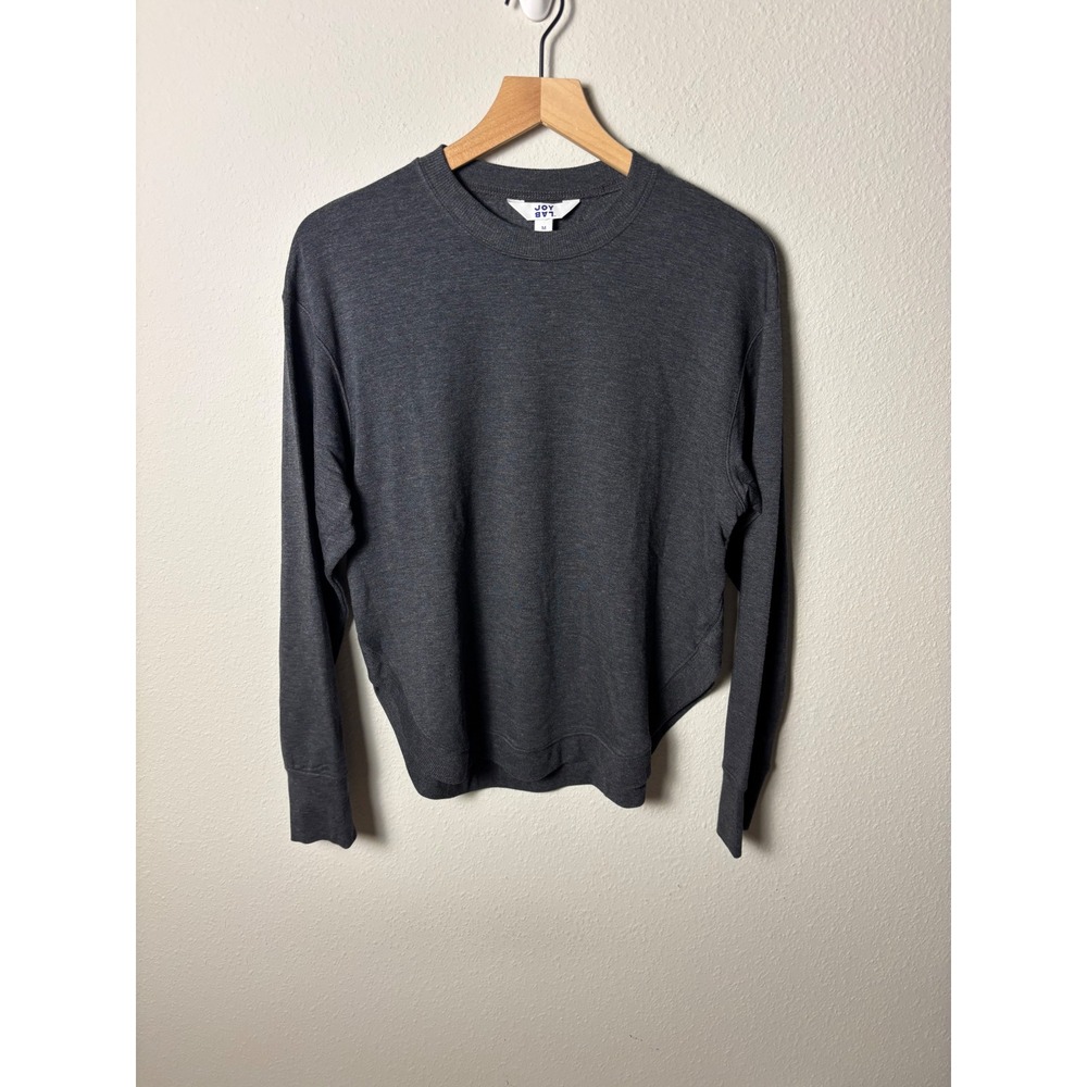 JoyLab Womens Charcoal Gray Heather Tulip Hem Long Sleeve Sweatshirt Size M